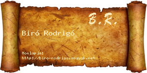 Biró Rodrigó névjegykártya